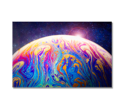 Abstract Multicolor Psychedelic Planet with Starry Sky Canvas Print-Canvas Print-CetArt-1 Panel-24x16 inches-CetArt