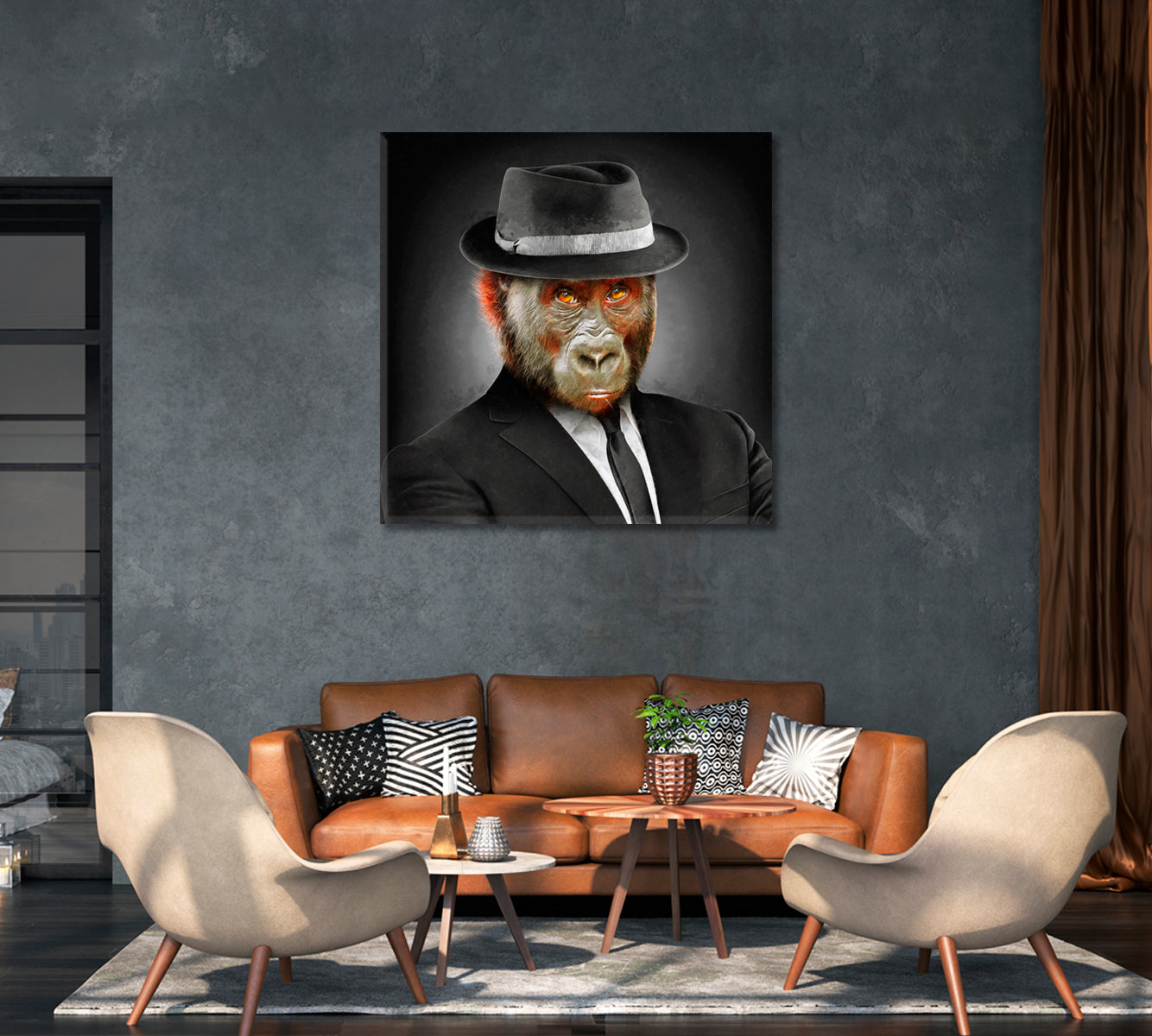 Monkey Businessman Canvas Print-Canvas Print-CetArt-1 panel-12x12 inches-CetArt