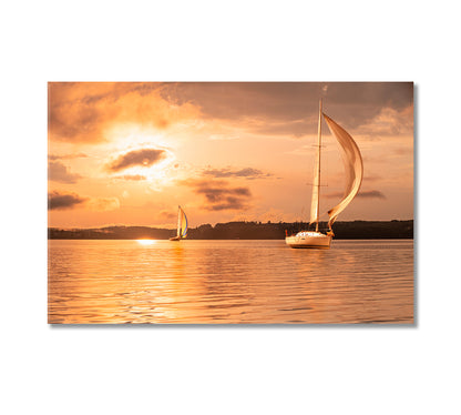 Sailing Yacht at Incredible Sunset Canvas Print-Canvas Print-CetArt-1 Panel-24x16 inches-CetArt