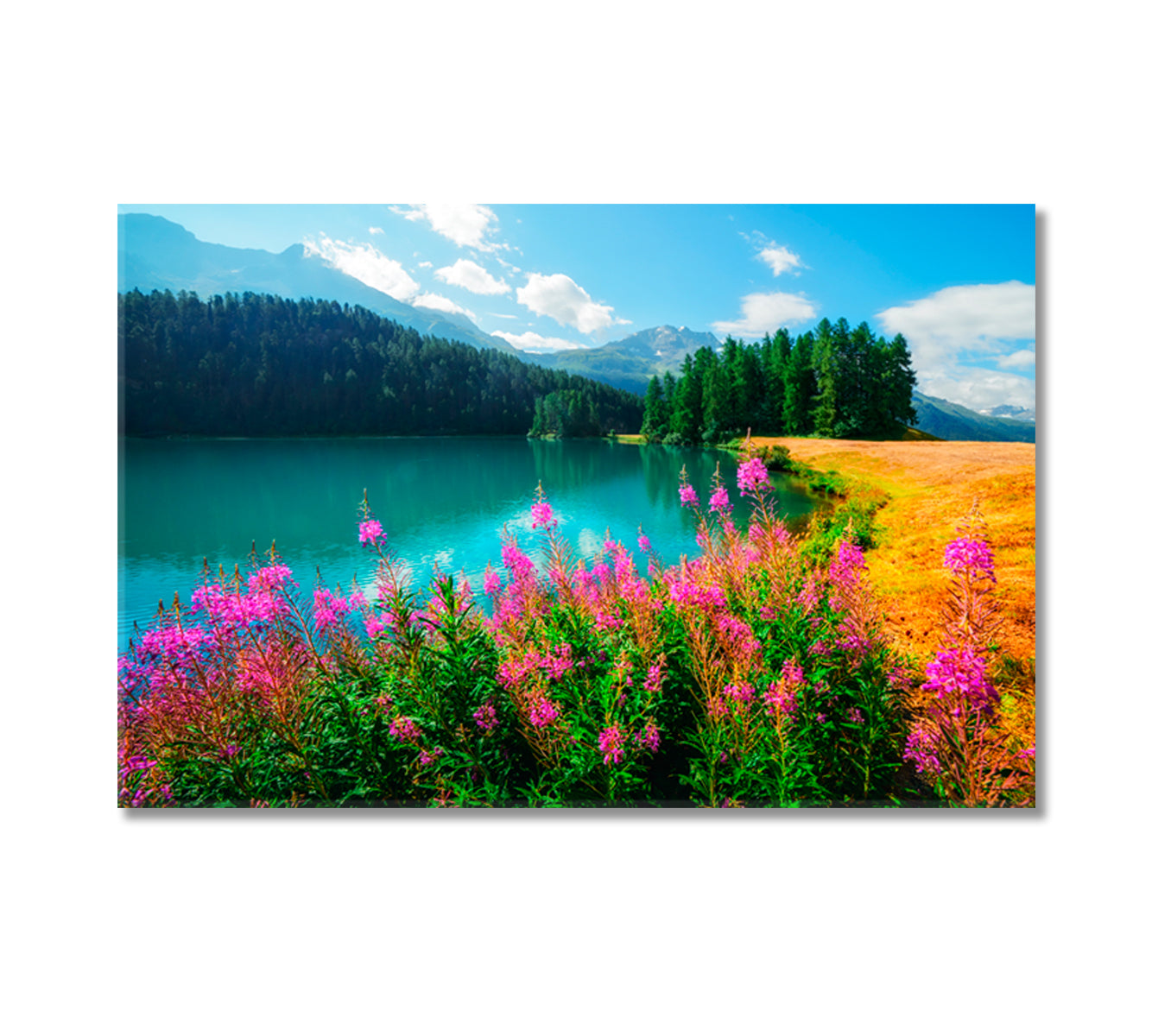 Summer Landscape On The Champferersee Lake Switzerland Canvas Print-Canvas Print-CetArt-1 Panel-24x16 inches-CetArt