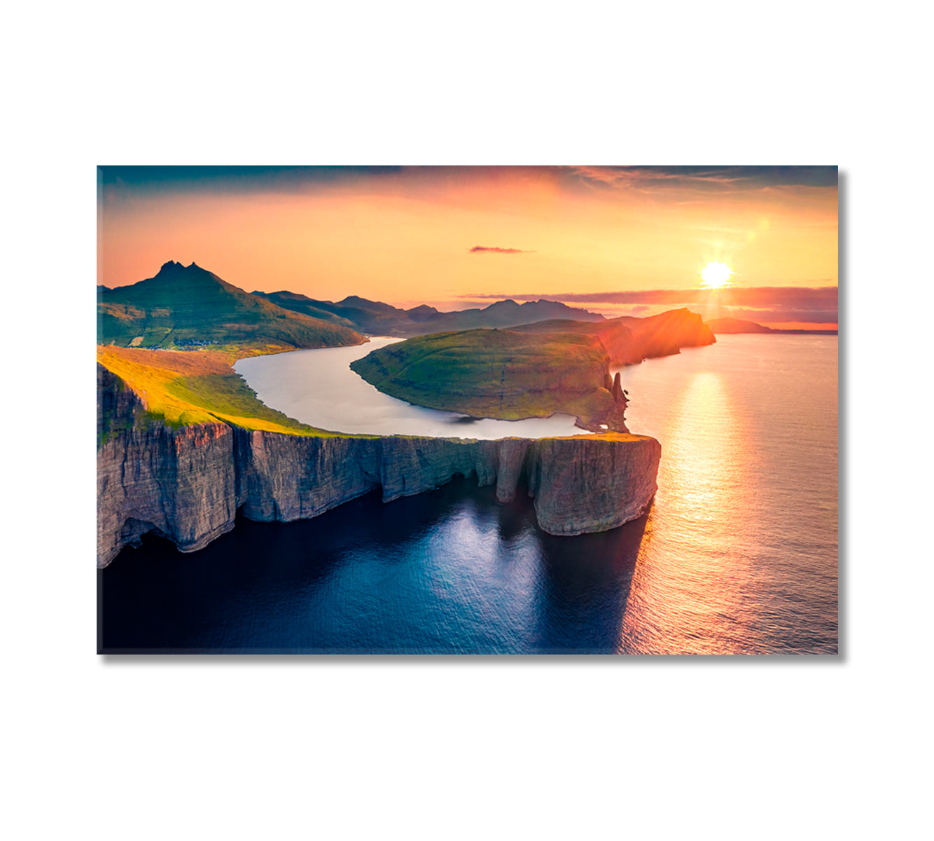 Beautiful Sorvagsvatn Lake Vagar Faroe Islands Canvas Print-Canvas Print-CetArt-1 Panel-24x16 inches-CetArt