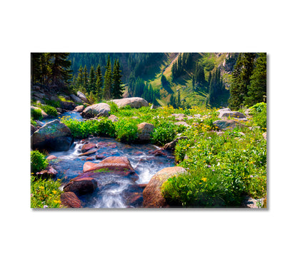 Nature Landscape with Boulder Creek River Canvas Print-Canvas Print-CetArt-1 Panel-24x16 inches-CetArt