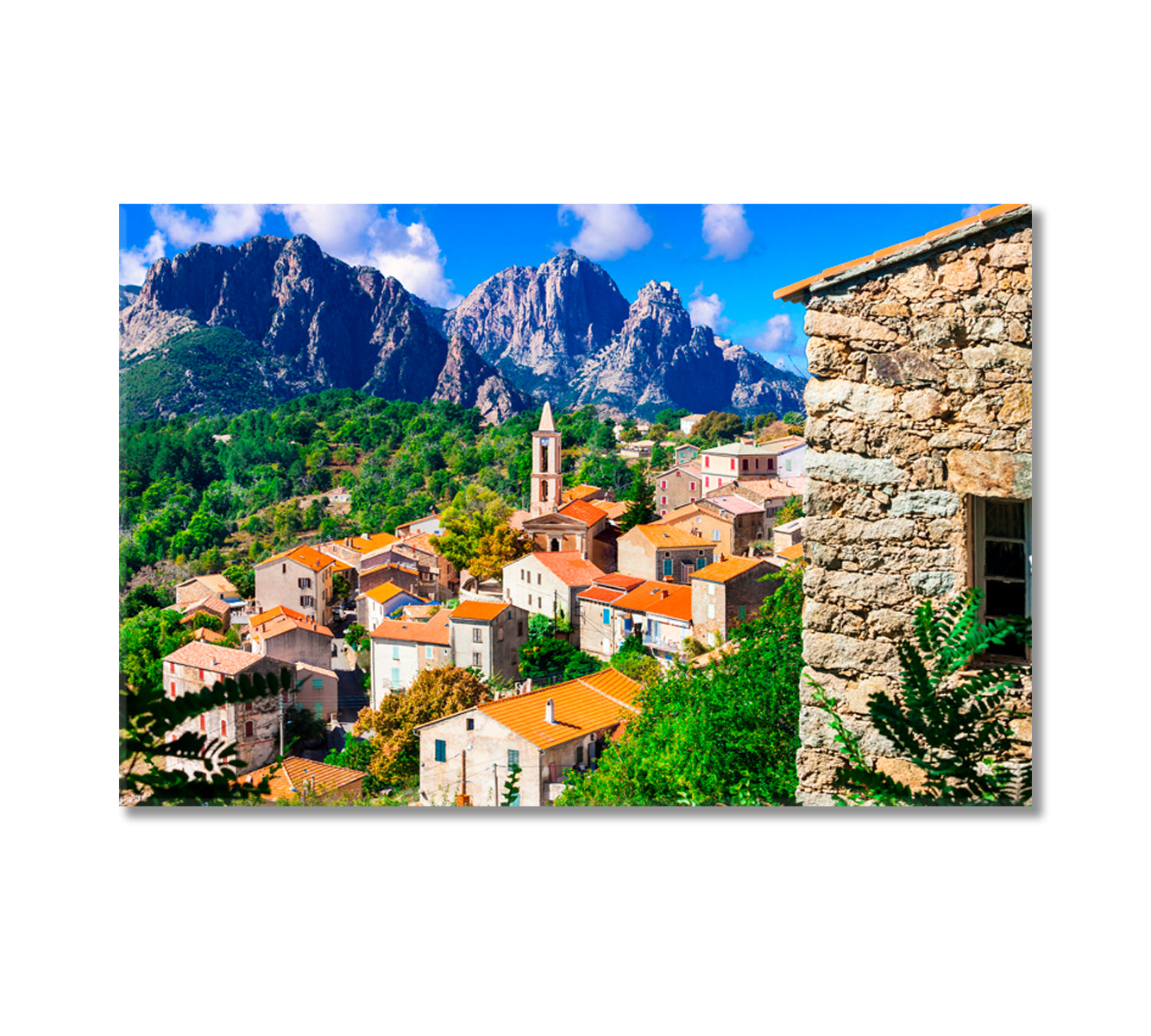 Evisa Village at Mountains Corsica Island Canvas Print-Canvas Print-CetArt-1 Panel-24x16 inches-CetArt