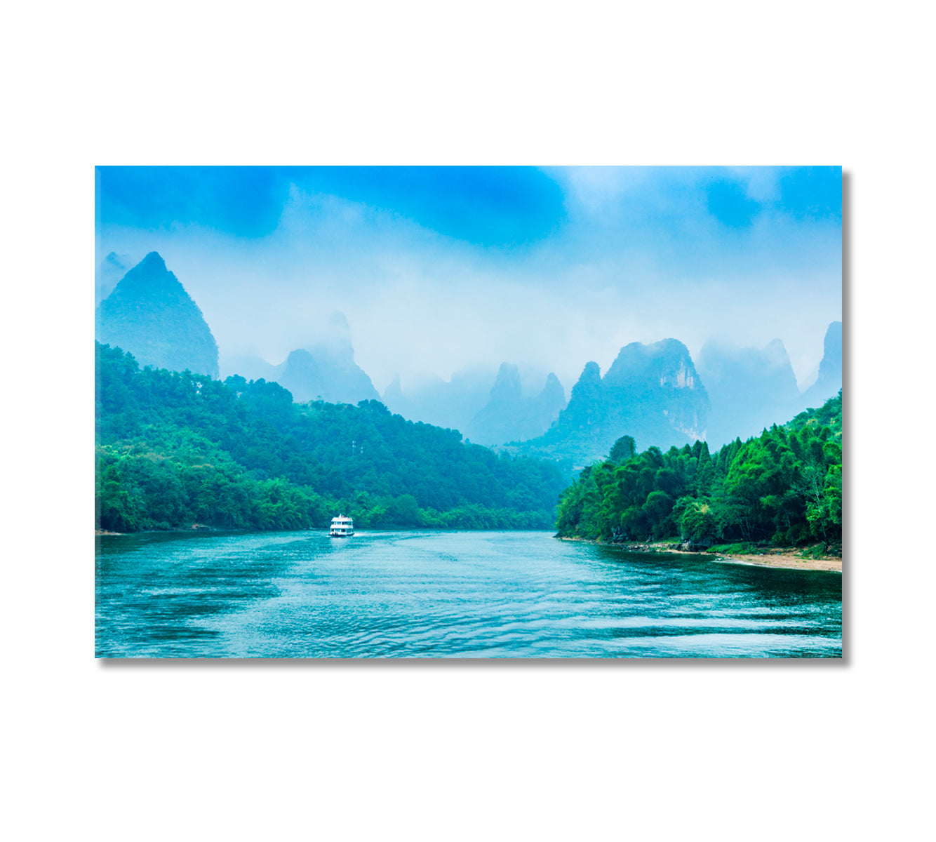 Mountain Landscape with River China Canvas Print-Canvas Print-CetArt-1 Panel-24x16 inches-CetArt