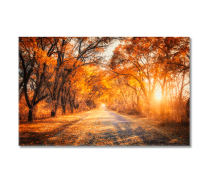 Colorful Landscape with Autumn Forest Road Canvas Print-Canvas Print-CetArt-1 Panel-24x16 inches-CetArt