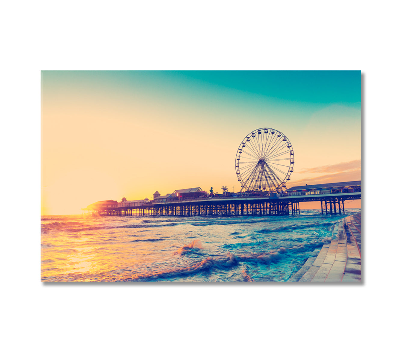 Blackpool Central Pier with Ferris Wheel Lancashire England Canvas Print-Canvas Print-CetArt-1 Panel-24x16 inches-CetArt