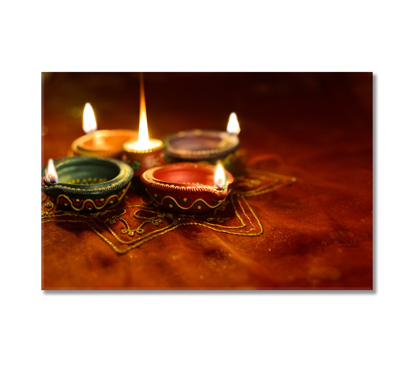 Indian Diwali Lamps Canvas Print-Canvas Print-CetArt-1 Panel-24x16 inches-CetArt