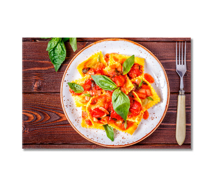 Ravioli with Tomato Sauce and Basil Canvas Print-Canvas Print-CetArt-1 Panel-24x16 inches-CetArt