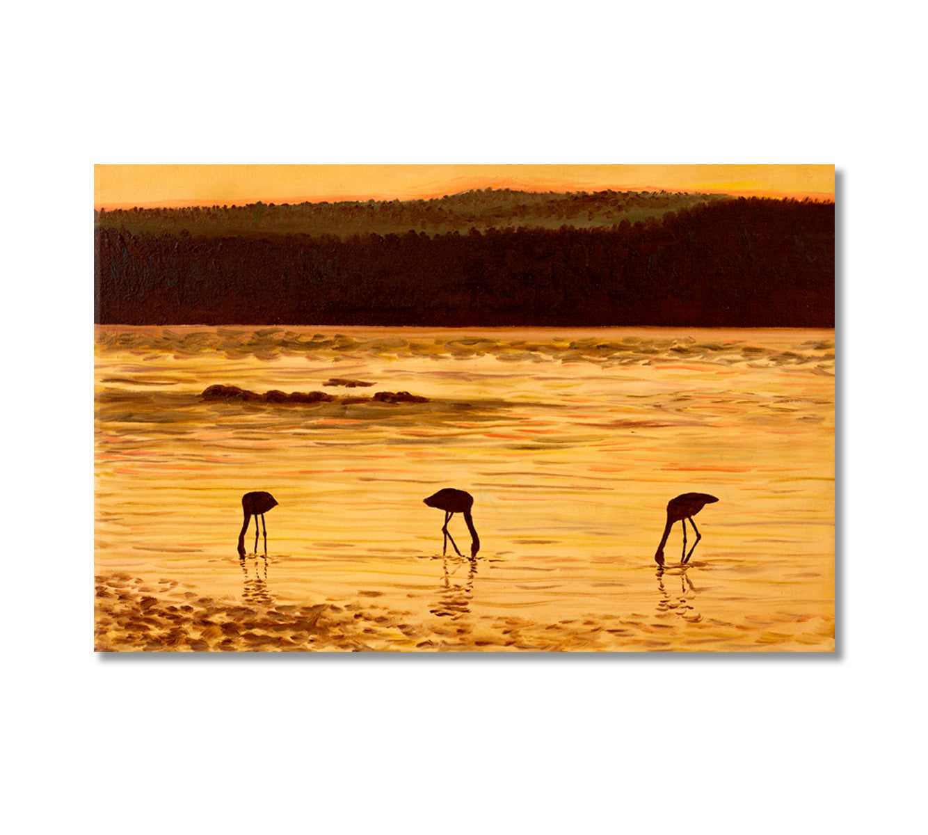 Flamingo Silhouettes at Sunset Canvas Print-Canvas Print-CetArt-1 Panel-24x16 inches-CetArt