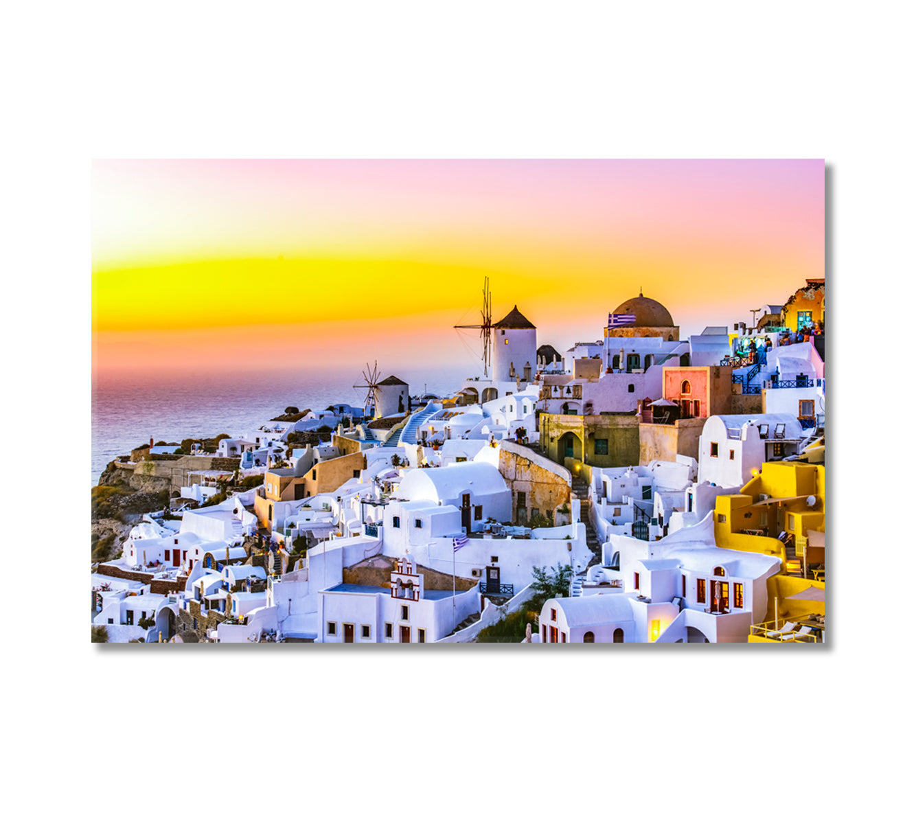 Sunset in Oia Town Santorini Island Greece Canvas Print-Canvas Print-CetArt-1 Panel-24x16 inches-CetArt