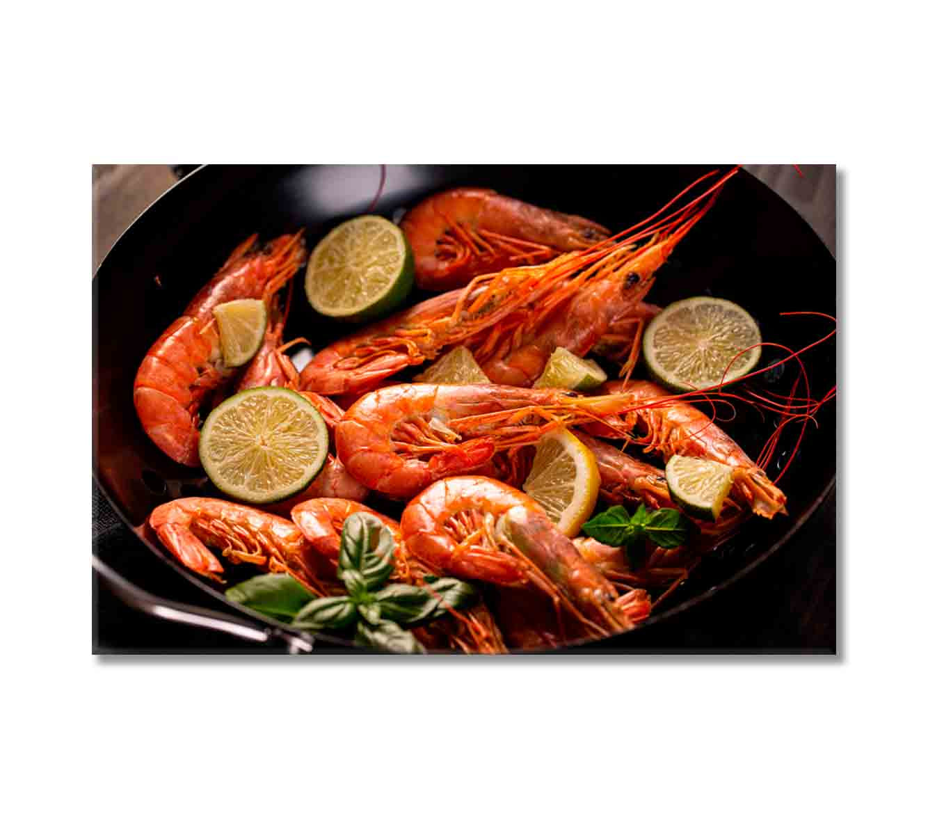 King Prawns with Lemon Canvas Print-Canvas Print-CetArt-1 Panel-24x16 inches-CetArt