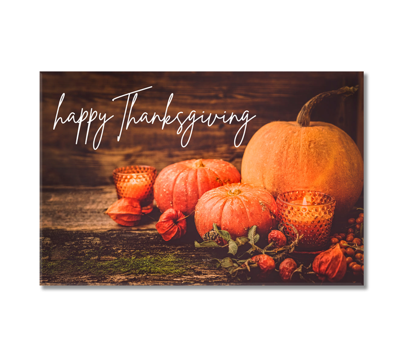 Happy Thanksgiving Pumpkins Canvas Print-Canvas Print-CetArt-1 Panel-24x16 inches-CetArt