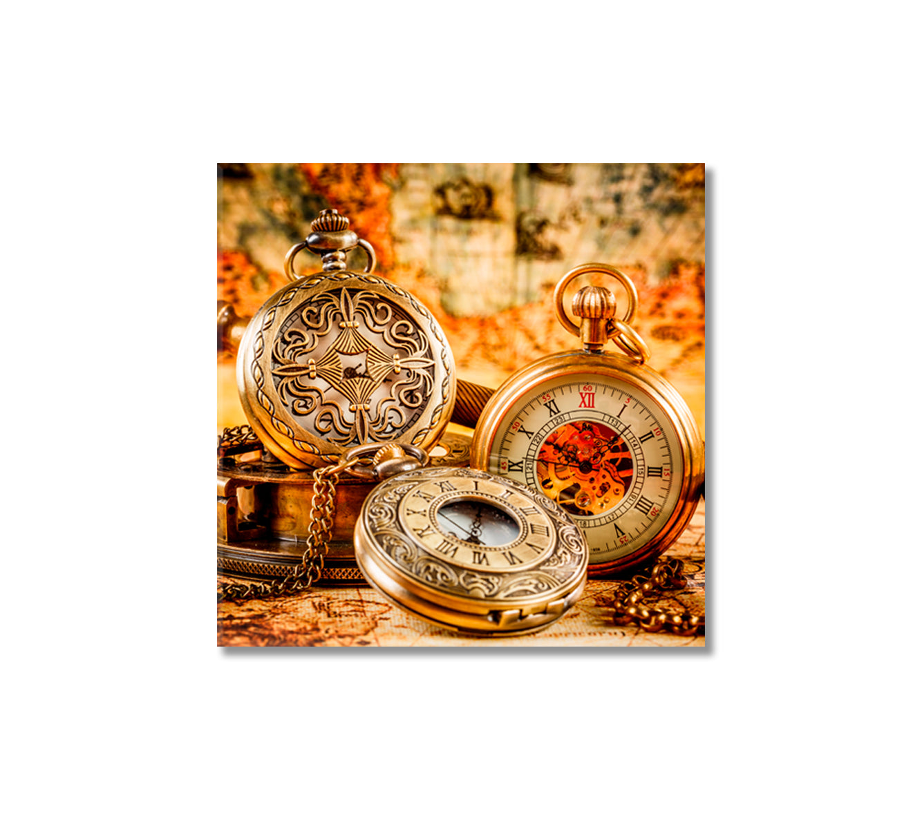 Vintage Antique Pocket Watch Canvas Print-Canvas Print-CetArt-1 panel-12x12 inches-CetArt