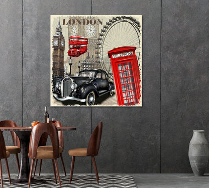 Retro London Canvas Print-Canvas Print-CetArt-1 panel-12x12 inches-CetArt