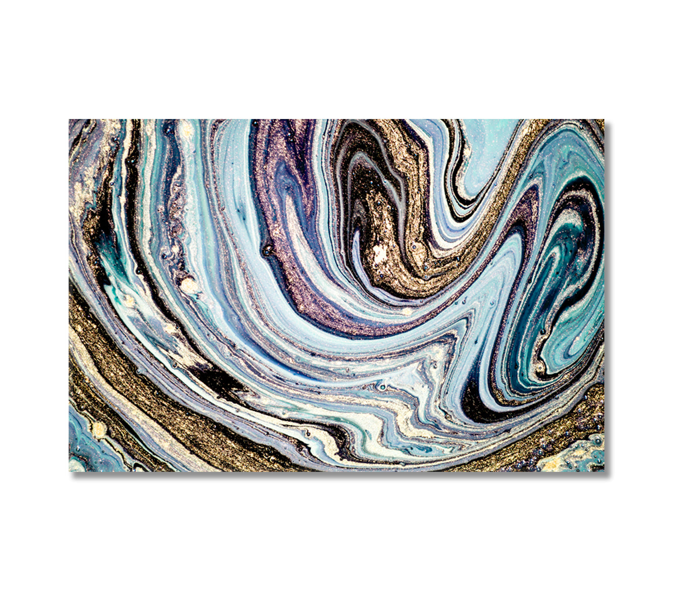 Blue Swirls of Marble Abstract Ripples of Agate Canvas Print-Canvas Print-CetArt-1 Panel-24x16 inches-CetArt