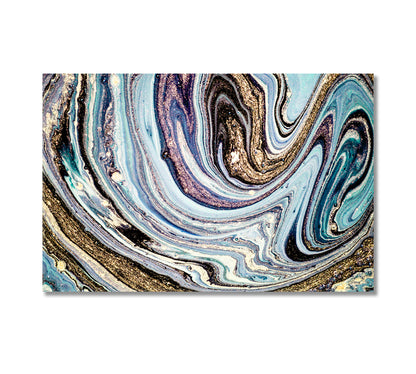 Blue Swirls of Marble Abstract Ripples of Agate Canvas Print-Canvas Print-CetArt-1 Panel-24x16 inches-CetArt