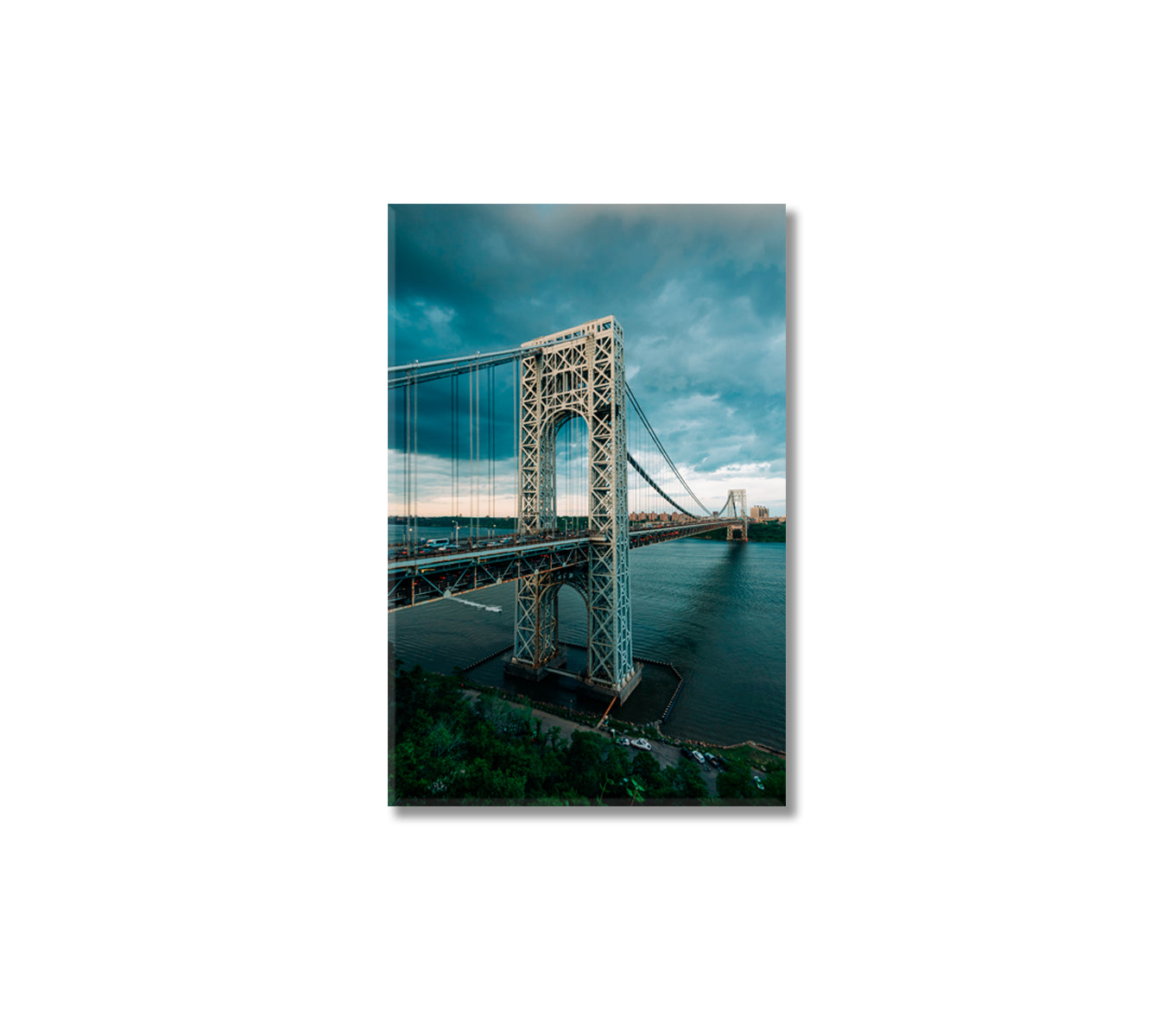 George Washington Bridge and Hudson River New York City Canvas Print-Canvas Print-CetArt-1 panel-16x24 inches-CetArt