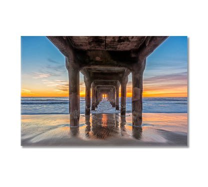 Manhattan Beach Pier at Sunset California Canvas Print-Canvas Print-CetArt-1 Panel-24x16 inches-CetArt