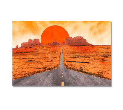 Sunset at Monument Valley USA Canvas Print-Canvas Print-CetArt-1 Panel-24x16 inches-CetArt