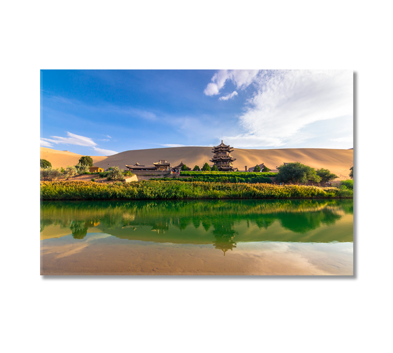 Crescent Lake of Dunhuang China Gansu Canvas Print-Canvas Print-CetArt-1 Panel-24x16 inches-CetArt