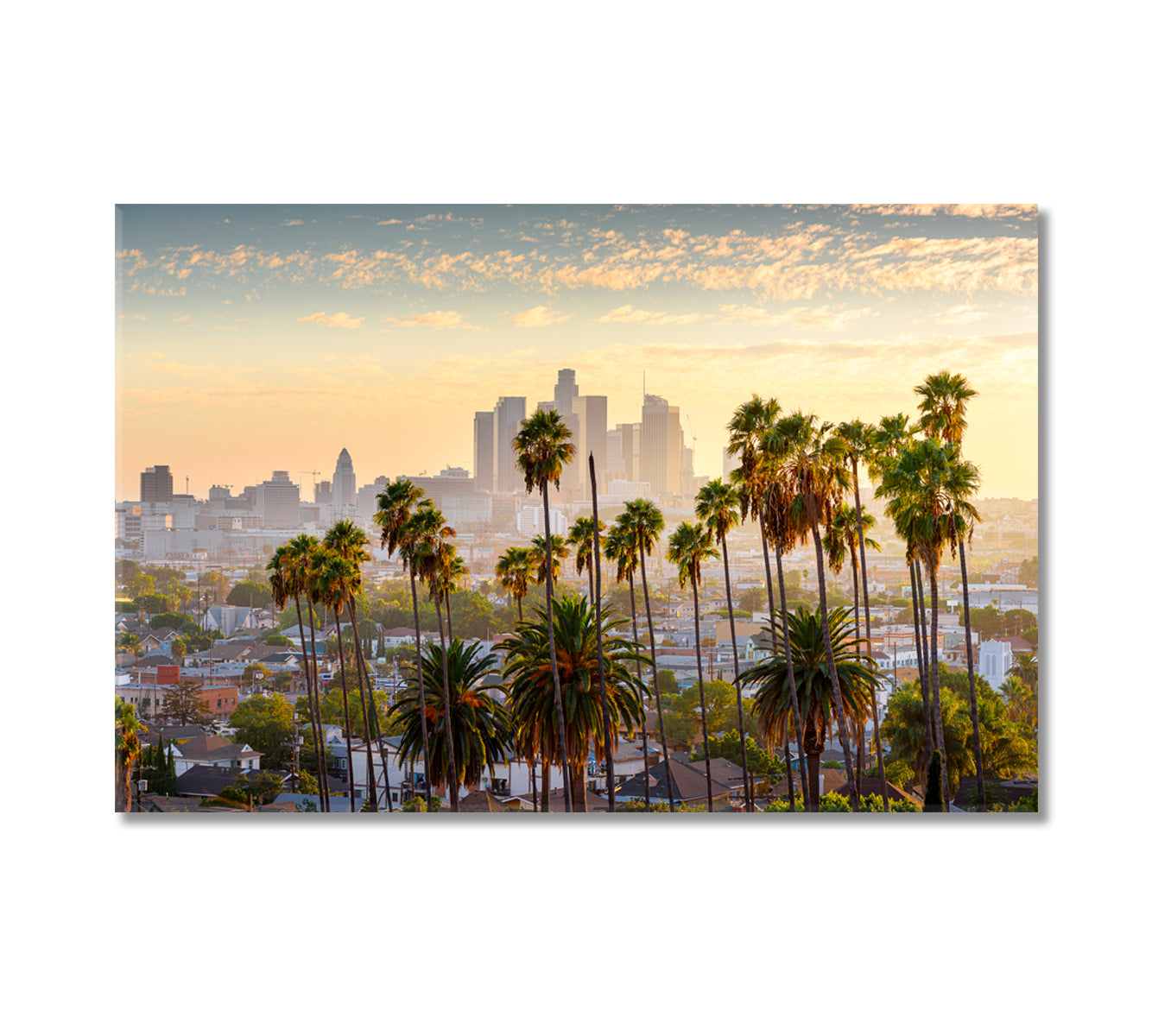 Downtown Los Angeles Skyline at Sunset Canvas Print-Canvas Print-CetArt-1 Panel-24x16 inches-CetArt