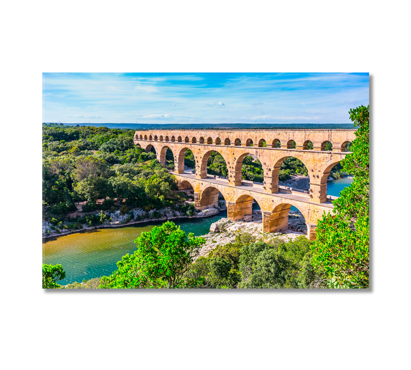 Roman Aqueduct at Pont Du Gard France Canvas Print-Canvas Print-CetArt-1 Panel-24x16 inches-CetArt