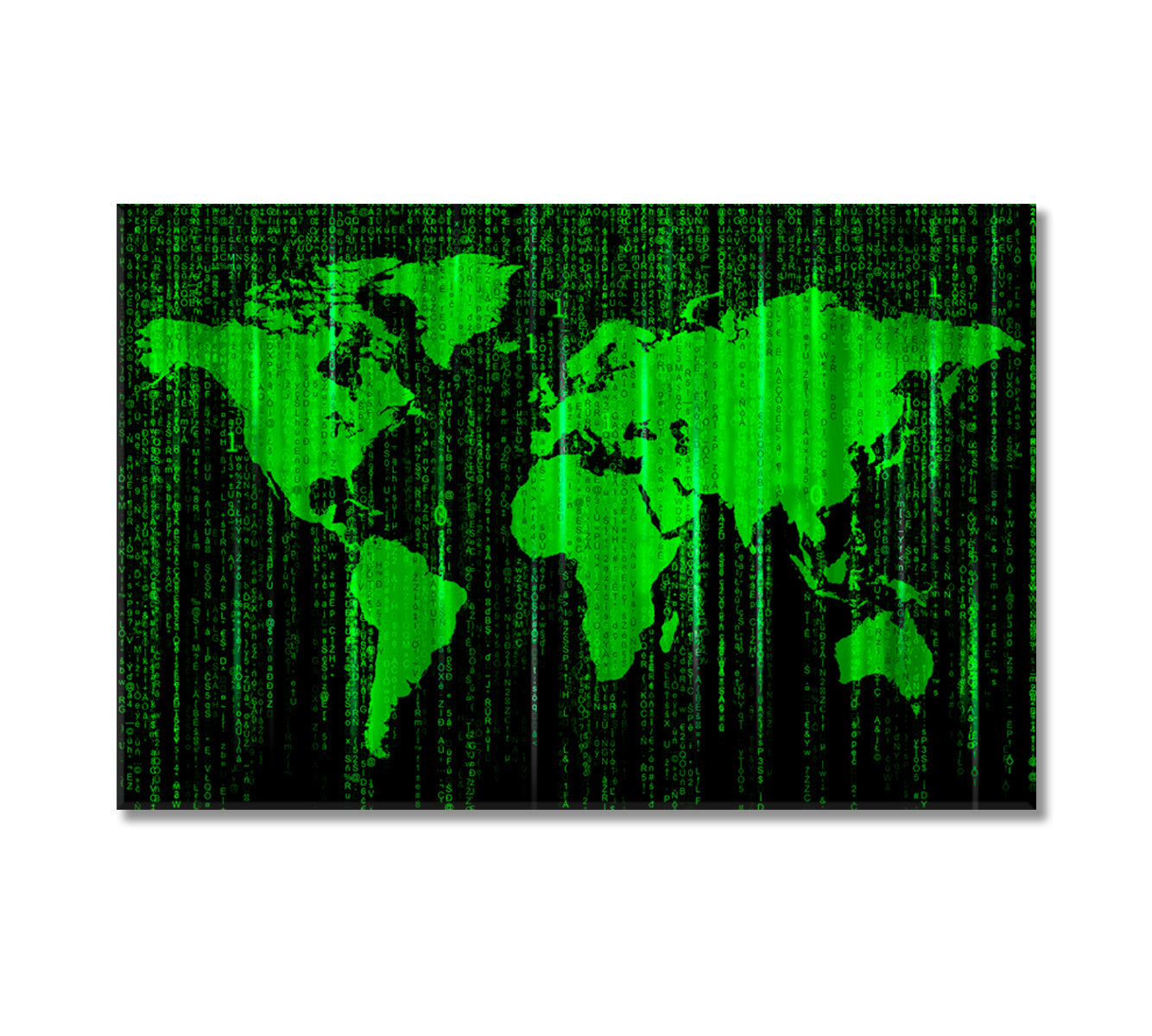 Abstract Binary Code World Map Canvas Print-Canvas Print-CetArt-1 Panel-24x16 inches-CetArt