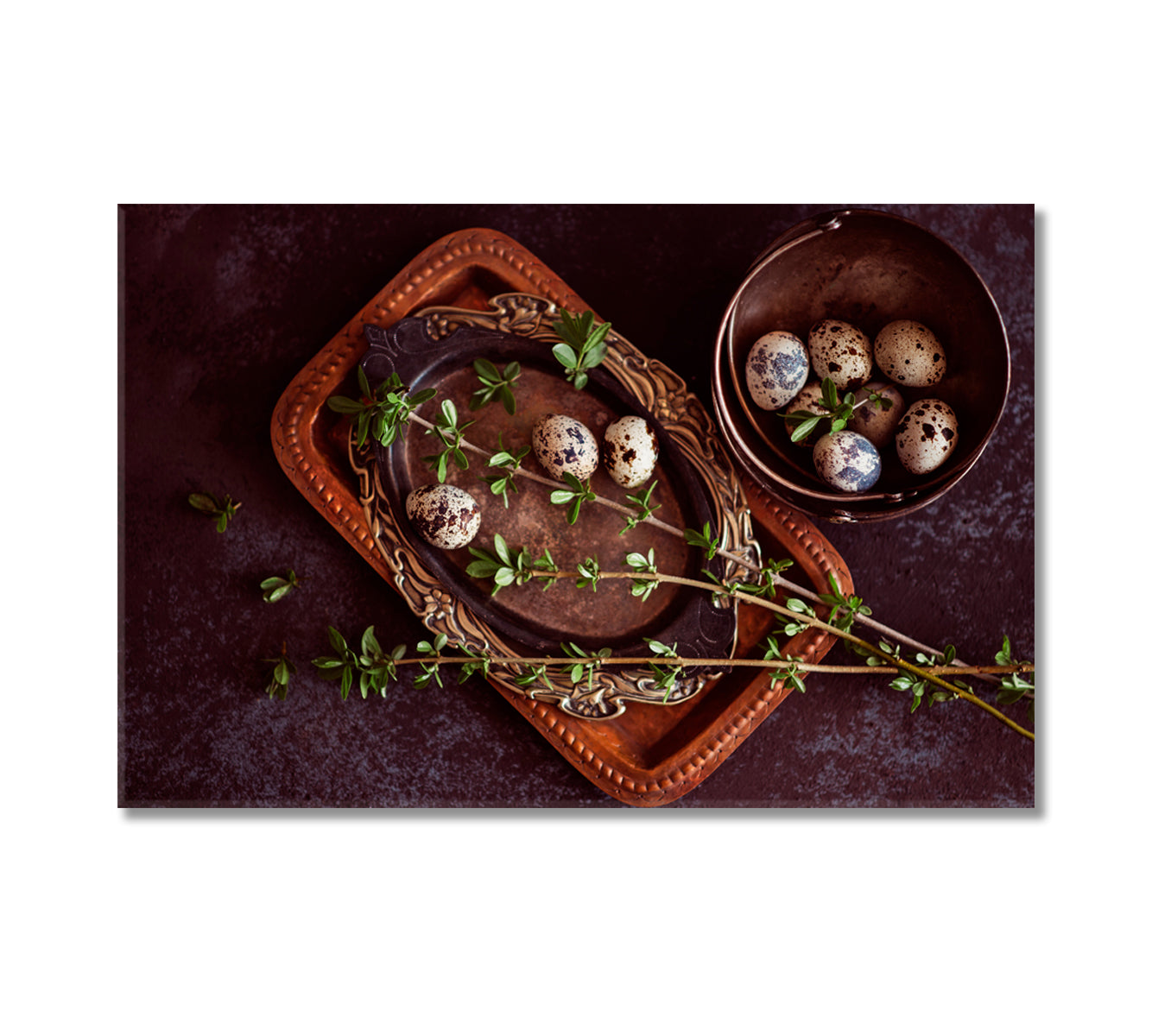 Easter Composition with Quail Eggs Canvas Print-Canvas Print-CetArt-1 Panel-24x16 inches-CetArt