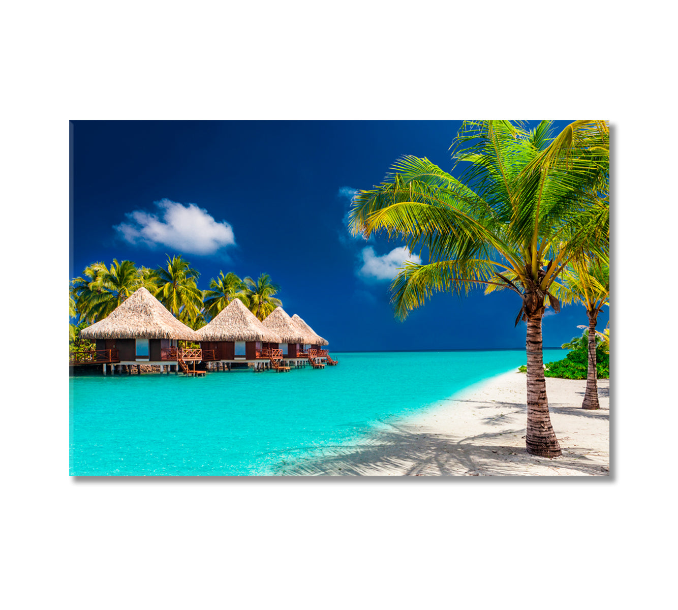 Bungalow on Tropical Island Maldives Canvas Print-Canvas Print-CetArt-1 Panel-24x16 inches-CetArt