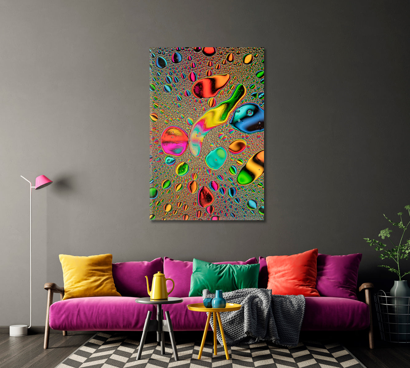 Abstract Rainbow Oil Bubbles Canvas Print-Canvas Print-CetArt-1 panel-16x24 inches-CetArt