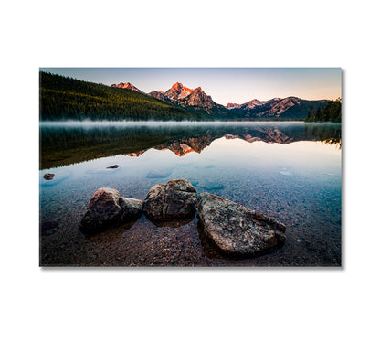 Stanley Lake and McGown Peak Idaho Sawtooth Range Canvas Print-Canvas Print-CetArt-1 Panel-24x16 inches-CetArt