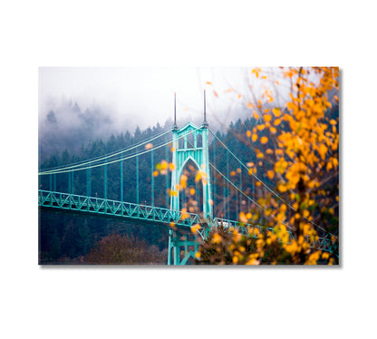 Gothic Saint Johns Bridge Portland Oregon Canvas Print-Canvas Print-CetArt-1 Panel-24x16 inches-CetArt