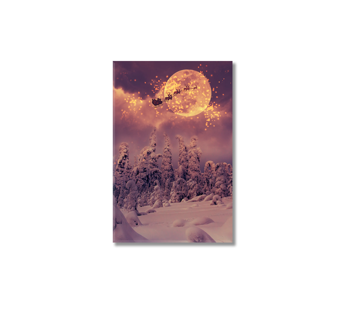 Santa Claus Flying Over Winter Forest Canvas Print-Canvas Print-CetArt-1 panel-16x24 inches-CetArt