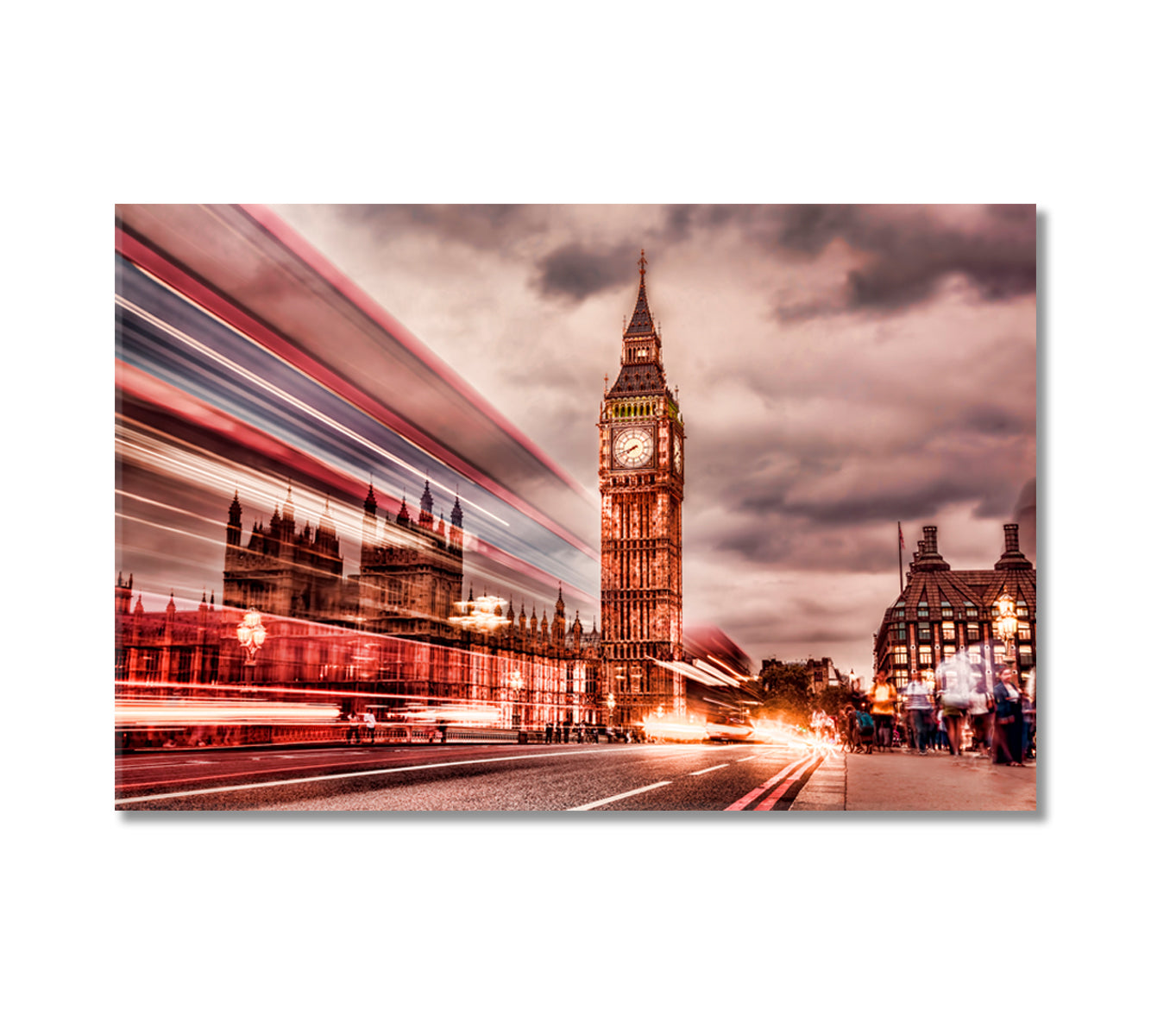 Big Ben in Retro Style London UK Canvas Print-Canvas Print-CetArt-1 Panel-24x16 inches-CetArt