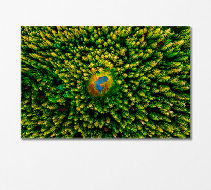 Top View of Lake in Middle of Forest Canvas Print-Canvas Print-CetArt-1 Panel-24x16 inches-CetArt