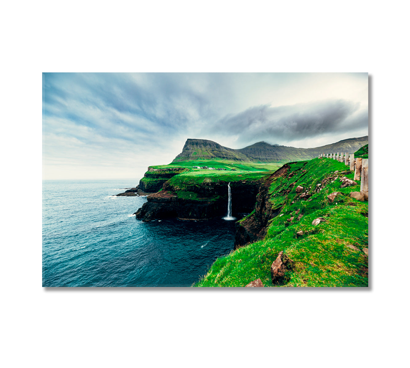 Gasadalur Waterfall at Faroe Islands Canvas Print-Canvas Print-CetArt-1 Panel-24x16 inches-CetArt