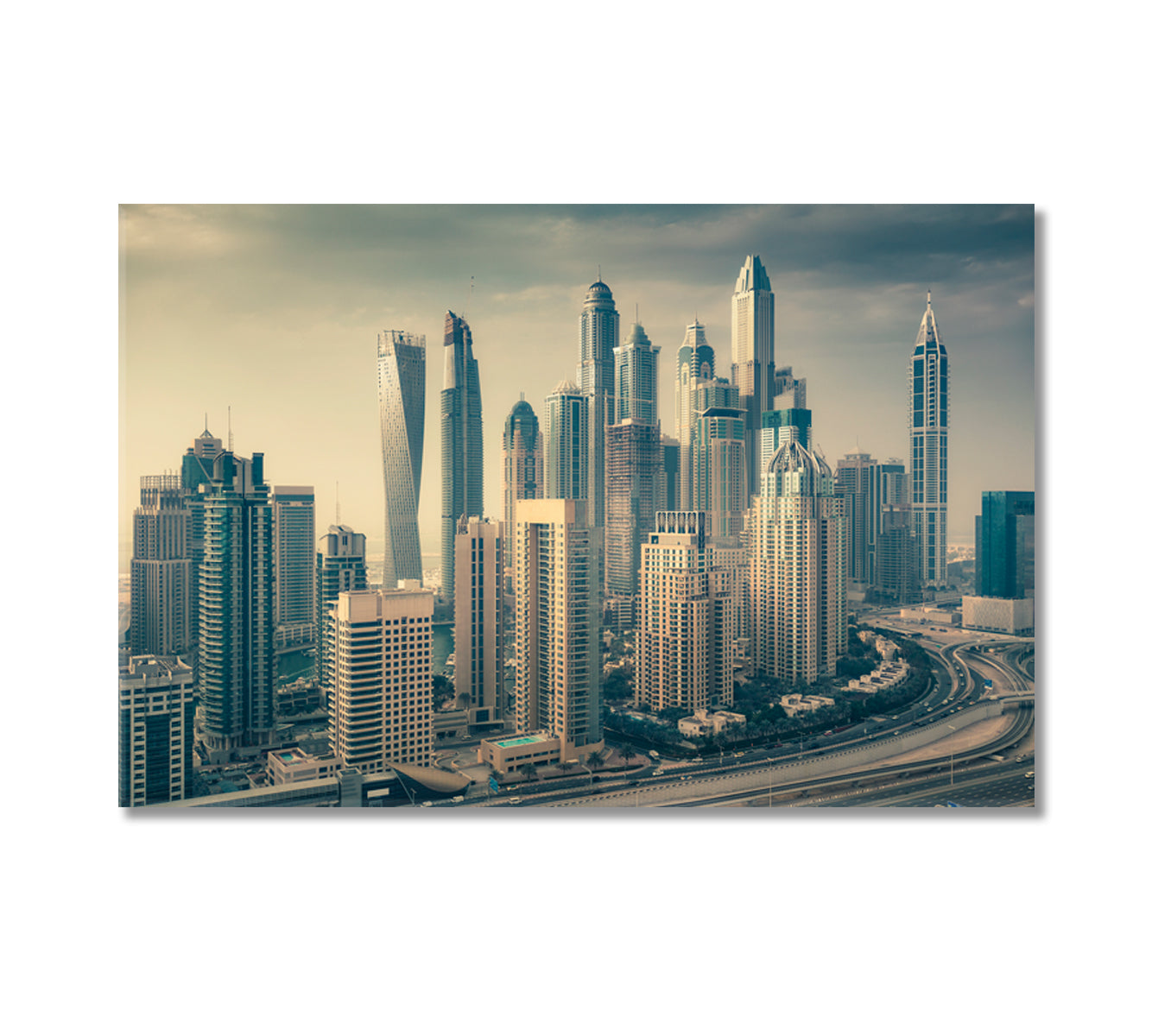 Skyline of Dubai Marina with Skyscrapers UAE Canvas Print-Canvas Print-CetArt-1 Panel-24x16 inches-CetArt