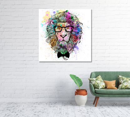 Abstract Multicolored Lion Portrait Canvas Print-Canvas Print-CetArt-1 panel-12x12 inches-CetArt