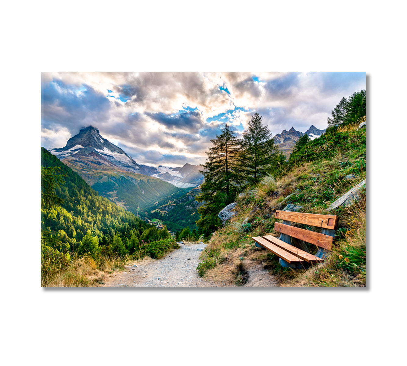 View of Matterhorn Mountain Swiss Alps Canvas Print-Canvas Print-CetArt-1 Panel-24x16 inches-CetArt