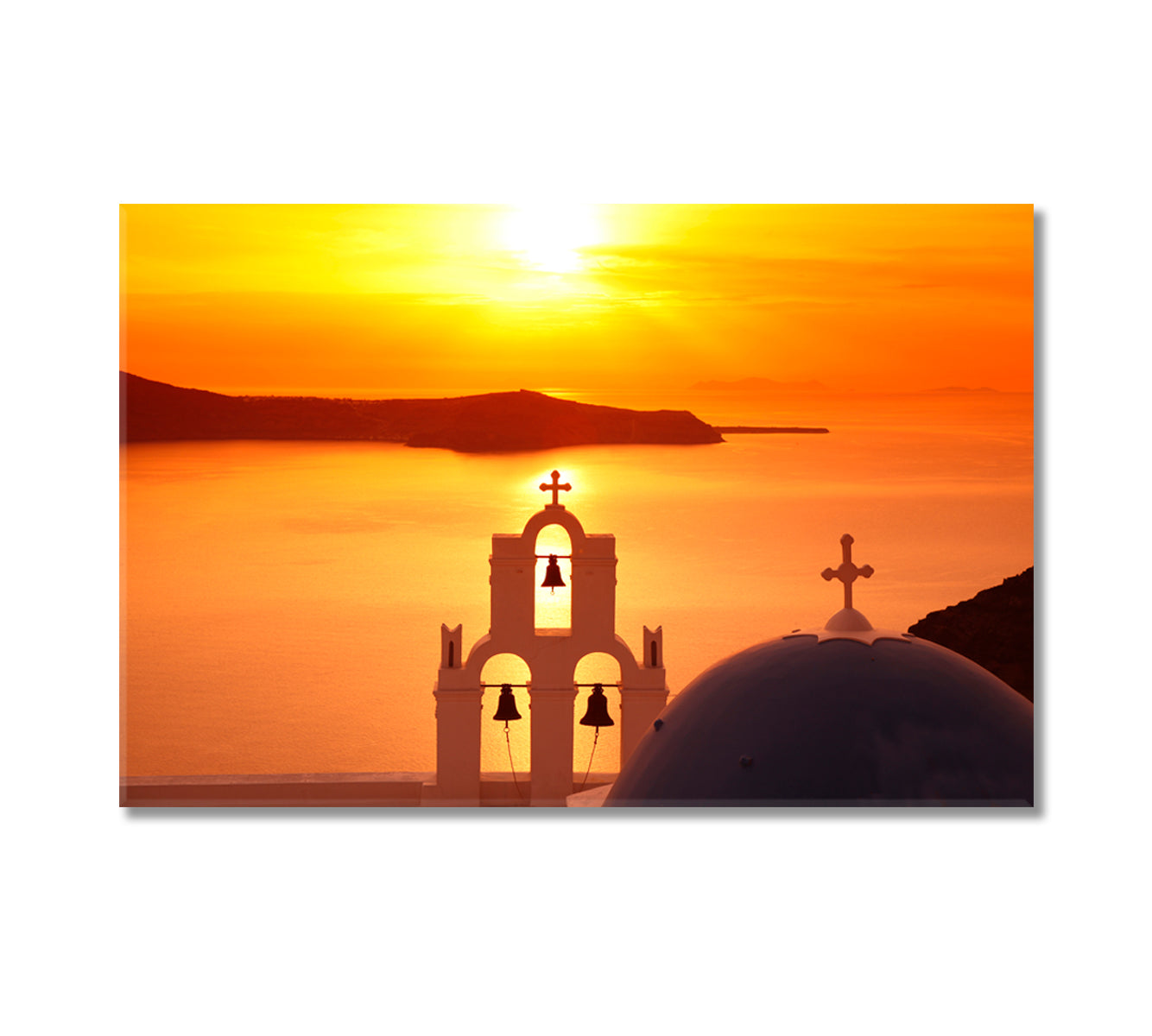 Firostefani Church at Sunset Greece Canvas Print-Canvas Print-CetArt-1 Panel-24x16 inches-CetArt