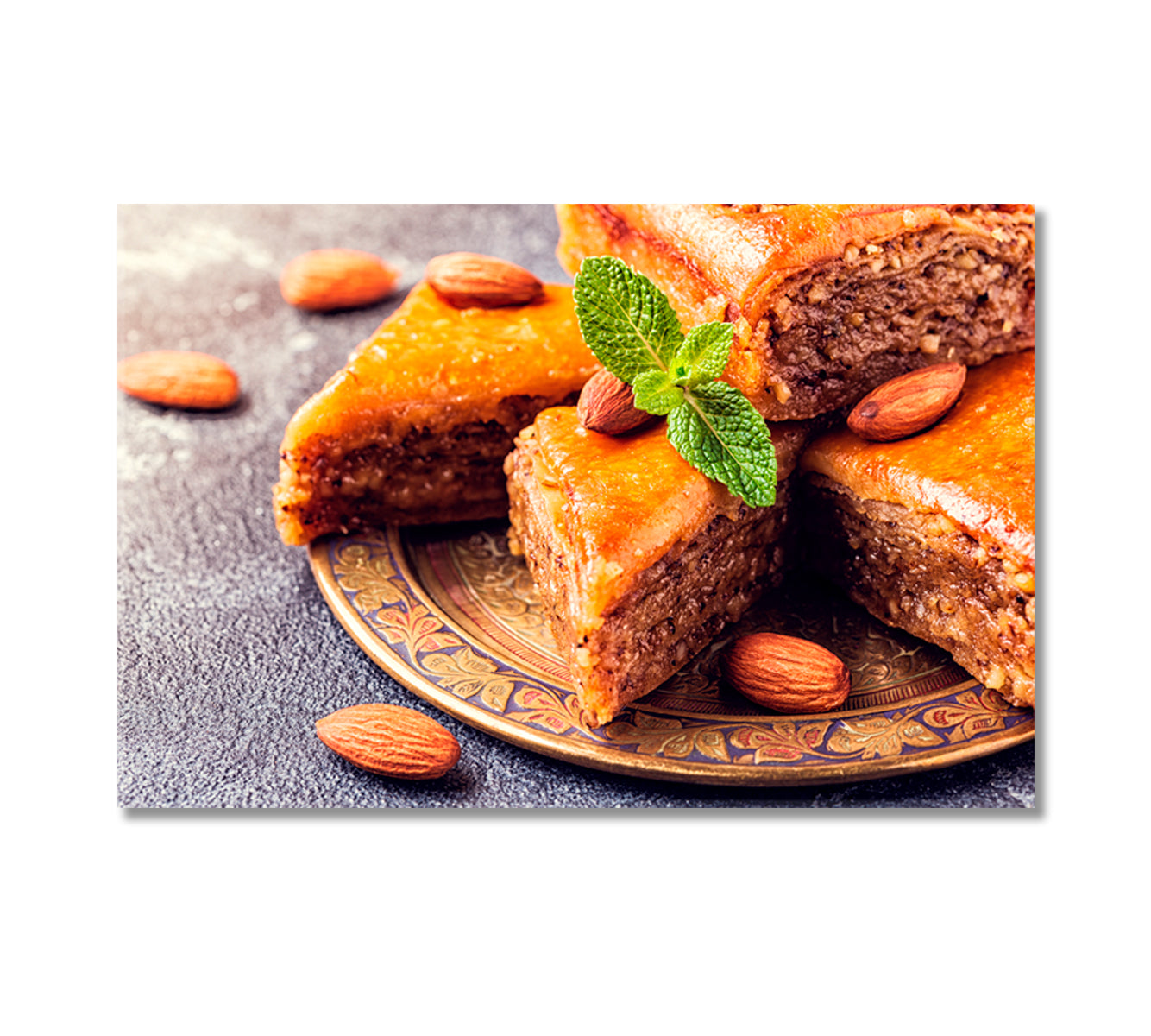 Baklava with Nuts and Honey Canvas Print-Canvas Print-CetArt-1 Panel-24x16 inches-CetArt