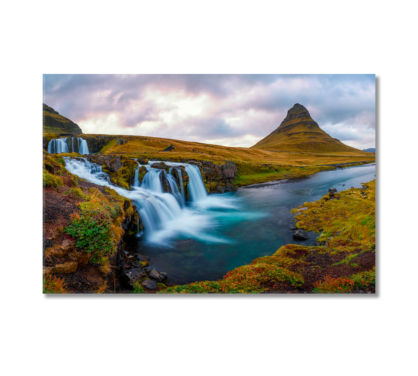 Kirkjufellsfoss Waterfall with Kirkjufell Mountain Iceland Canvas Print-Canvas Print-CetArt-1 Panel-24x16 inches-CetArt