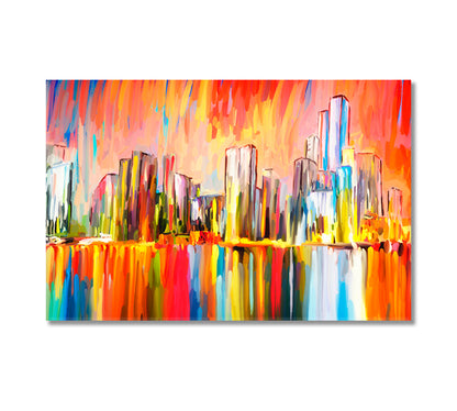 Abstract Colorful City Reflected in Water Canvas Print-Canvas Print-CetArt-1 Panel-24x16 inches-CetArt