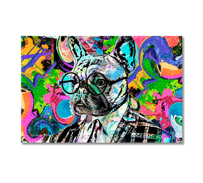 Abstract Multicolor English Bulldog Canvas Print-Canvas Print-CetArt-1 Panel-24x16 inches-CetArt