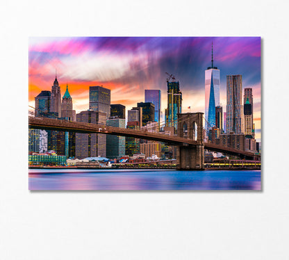 New York City Skyline with Brooklyn Bridge Canvas Print-Canvas Print-CetArt-1 Panel-24x16 inches-CetArt