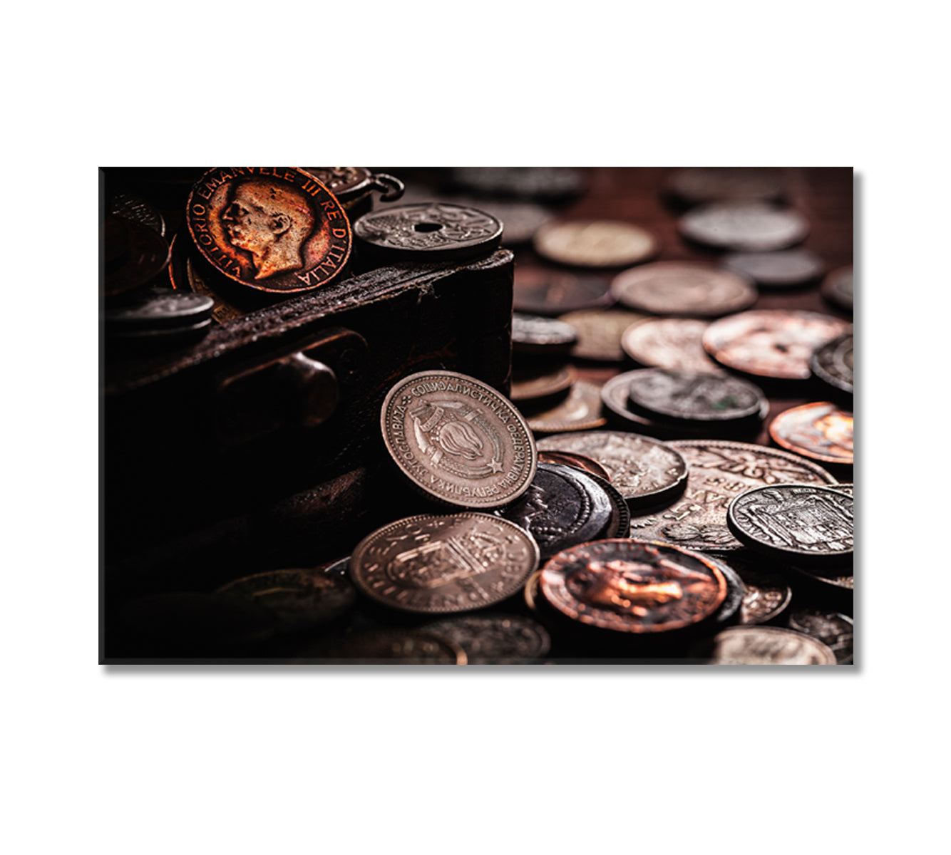 Old Coins in Chest Canvas Print-Canvas Print-CetArt-1 Panel-24x16 inches-CetArt