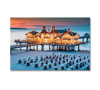 Sellin Pier at Dusk Ostseebad Sellin Germany Canvas Print-Canvas Print-CetArt-1 Panel-24x16 inches-CetArt