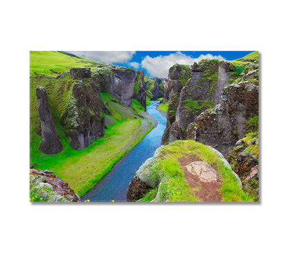 Fjadrargljufur Canyon Iceland Canvas Print-Canvas Print-CetArt-1 Panel-24x16 inches-CetArt