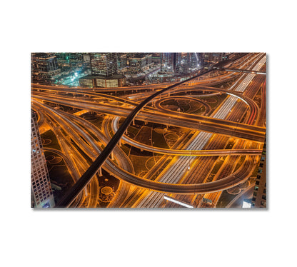 Dubai Night Highway Canvas Print-Canvas Print-CetArt-1 Panel-24x16 inches-CetArt