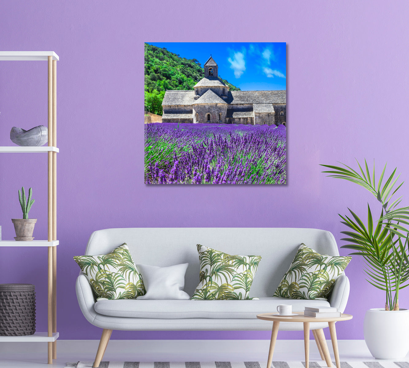 Notre-Dame de Senanque Abbey with Blooming Lavender Field Provence France Canvas Print-Canvas Print-CetArt-1 panel-12x12 inches-CetArt